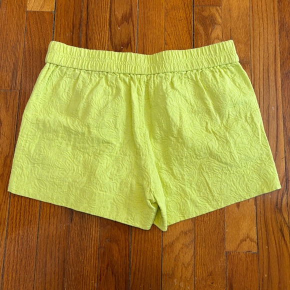 J. Crew Womens 4 Shorts Neon Yellow Matelasse Textured Swirl Elastic Waist - Picture 2 of 5